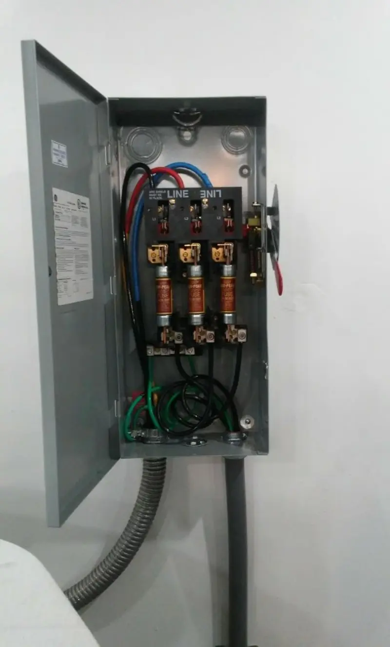 Three-phase disconnect switch installed for Smoke Detector Installation in Altadena